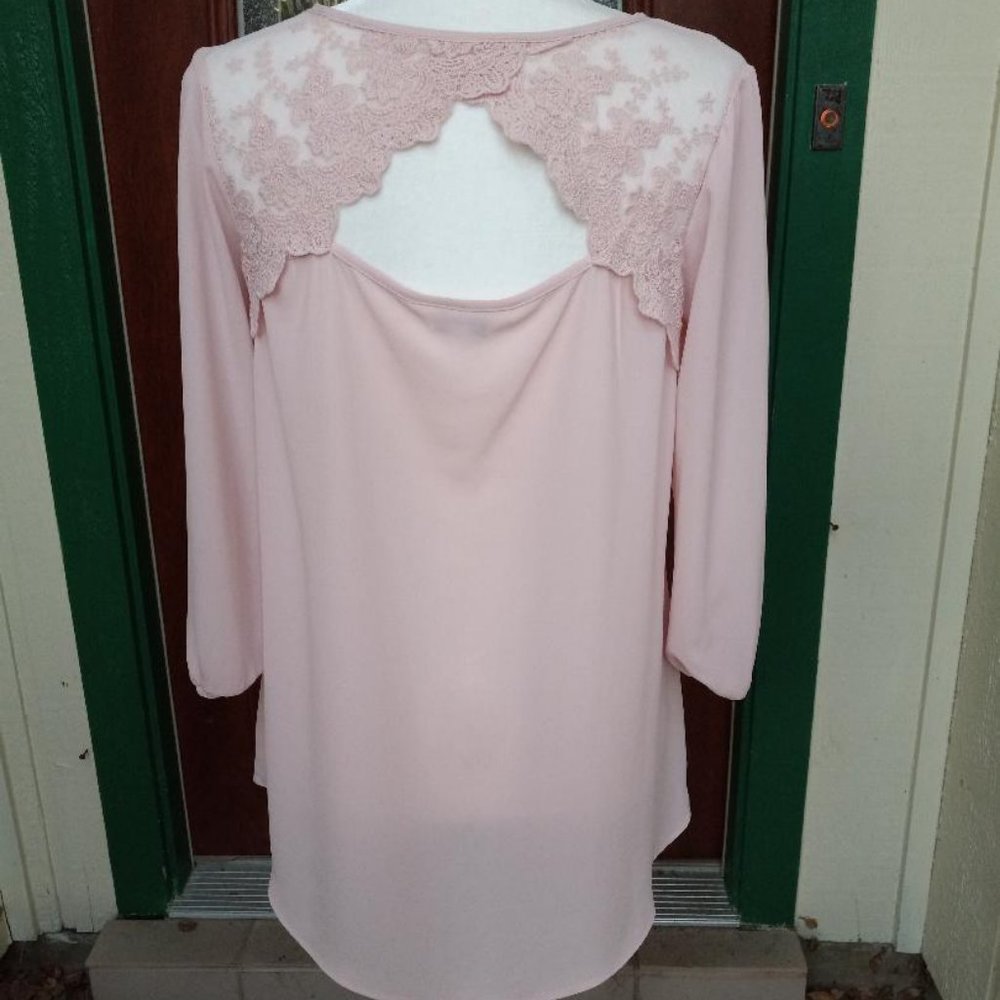 Charming Charlie Pale Pink Blouse Size S